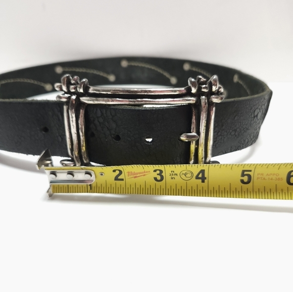 Brave Belt Works Y2k Belt Buckle And Belt Black Unisex Distressed Made In ITALY - Picture 7 of 8
